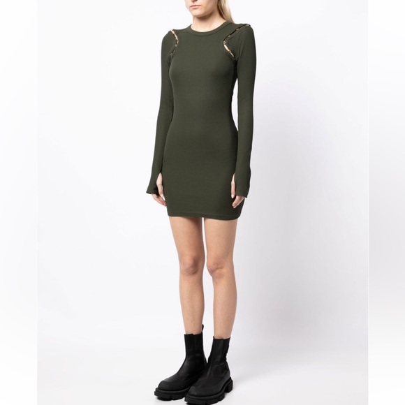 *SOLD* Dion Lee NWT Forest Green Hook & Eye Ribbed Dress in S - Picture 7 of 10
